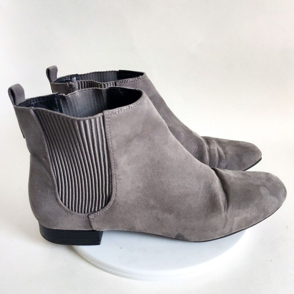 Kelly & Katie Kelin Chelsea Booties Faux Leather Gray Ankle Boots Size 8.5 Vegan